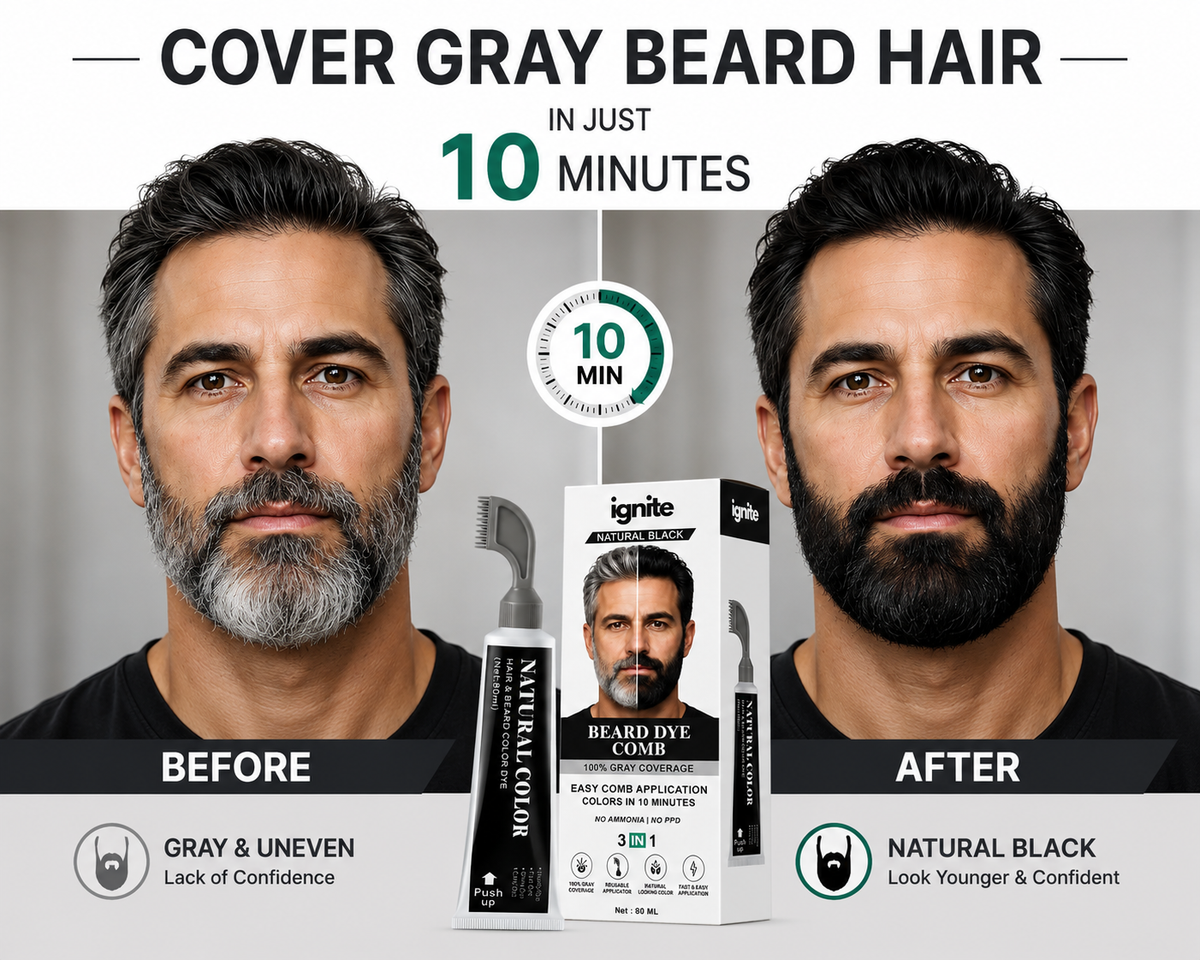 Beard Dye Comb for Men, Natural Black Beard Color Applicator, Reusable Comb