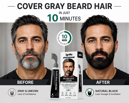 Beard Dye Comb for Men, Natural Black Beard Color Applicator, Reusable Comb