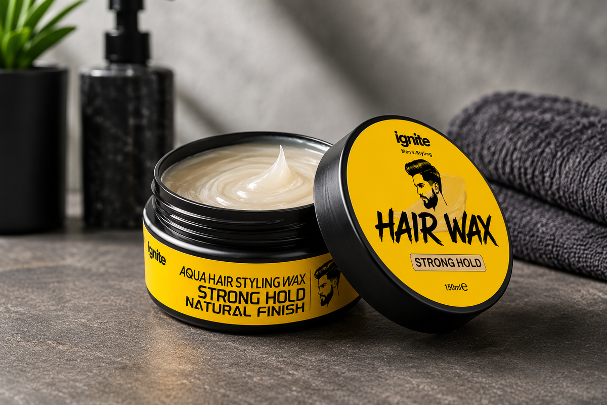 Ignite Aqua Hair Styling Wax – Strong Hold, Natural Finish, Water-Based Hair Wax for Men – 150g