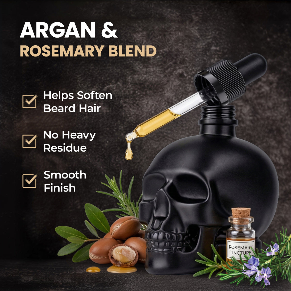 IGNITE Beard Oil Serum for Men – Argan & Rosemary, Non-Greasy, 1 fl oz