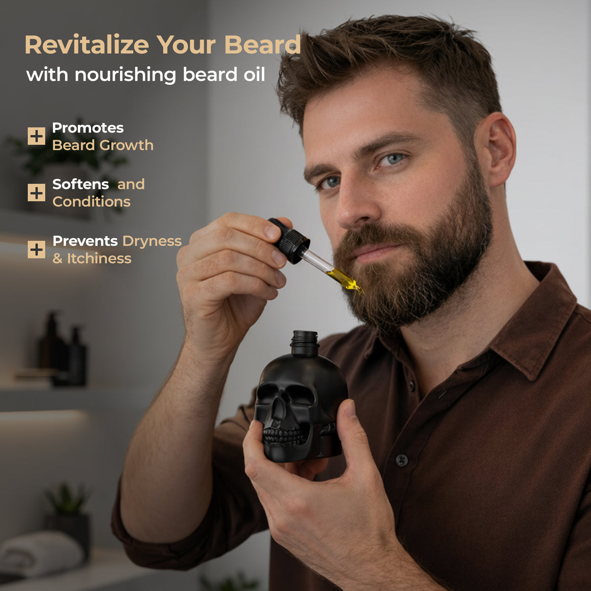 IGNITE Beard Oil Serum for Men – Argan & Rosemary, Non-Greasy, 1 fl oz